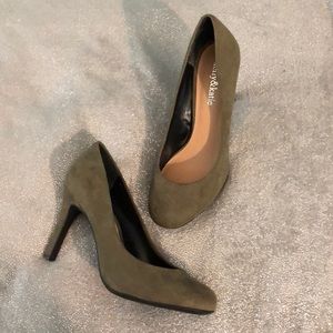 Olive Green Suede Heels